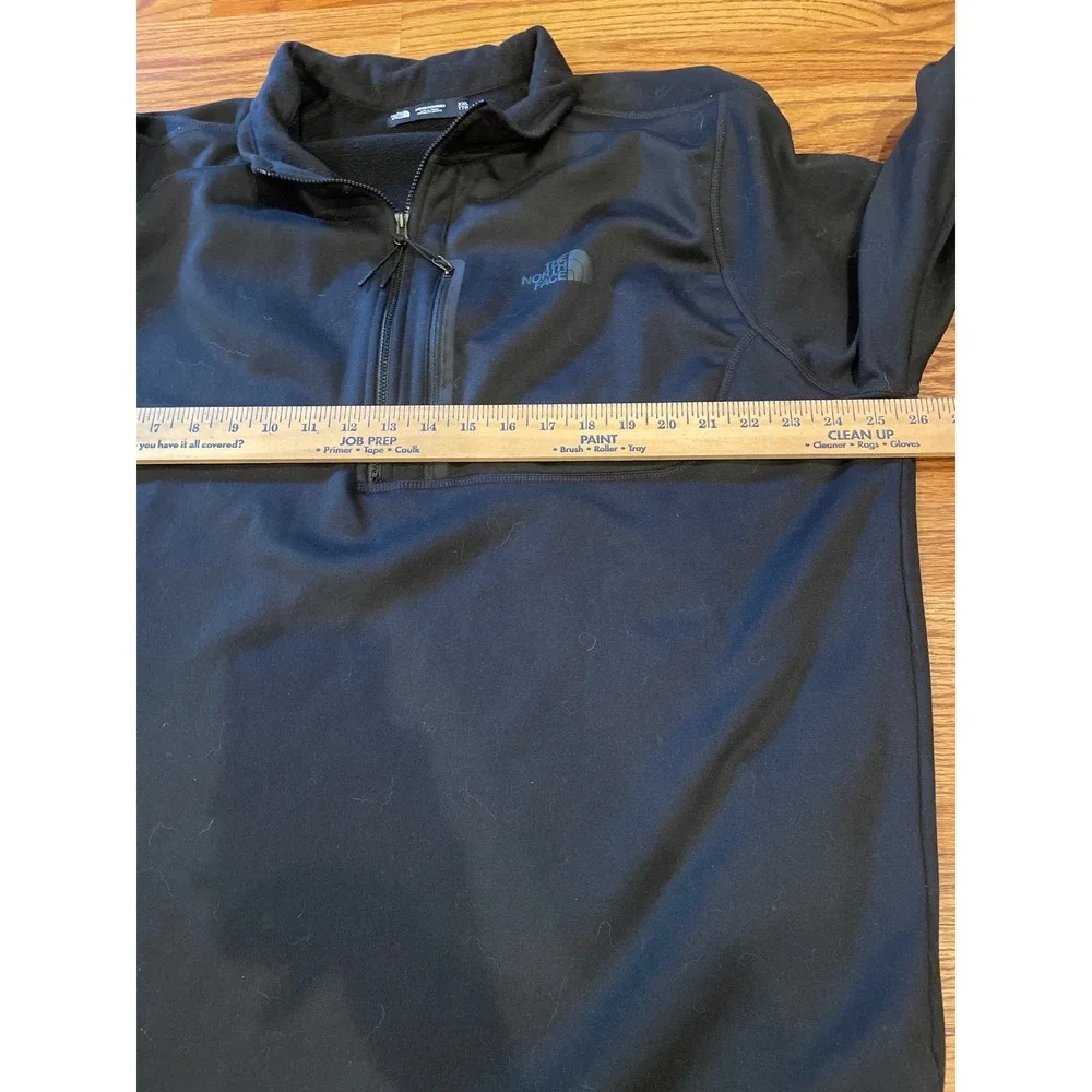 The North Face Mens Quarter Zip Pullover XXL Black Fleece Lined Chest Pocket